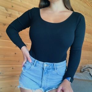 Black long sleeve bodysuit